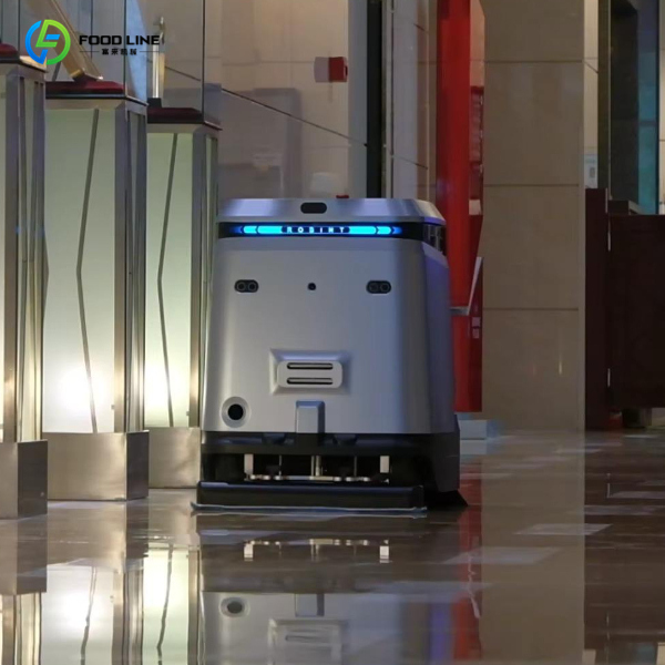 cleaning robot working in the hall