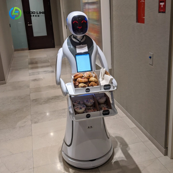 amy restaurant robot waiter delivering
