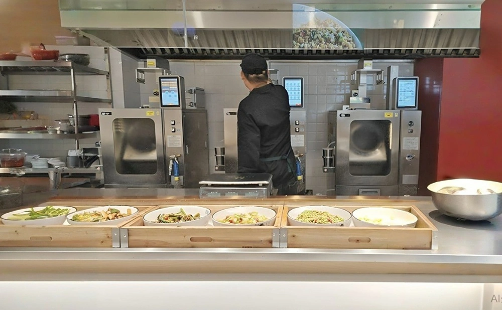 automatic cooking robots in the kitchen