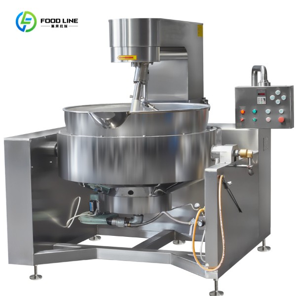 gas-heated rotary cooking mixer for food processing