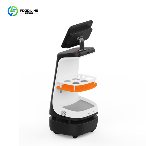 interactive receptionist robot with delivery trays