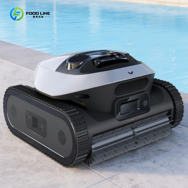 robotic pool vacuum cleaner at the pool