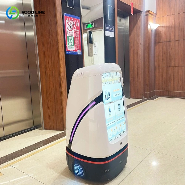 robot is going up the elevator