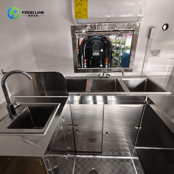 stainless steel sink in the food trailer
