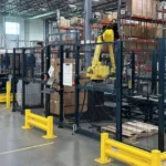 industrial robot palletizer in the factory