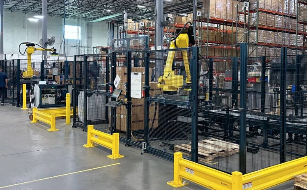 industrial robot palletizer in the factory