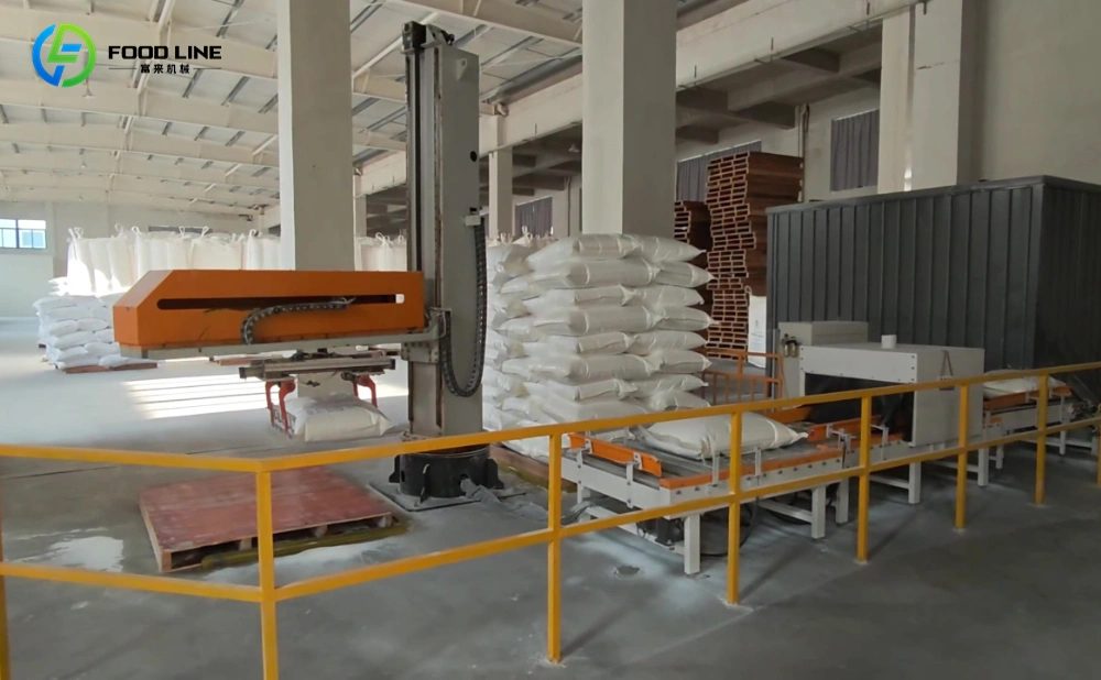column palletizer working in a russia flour mill