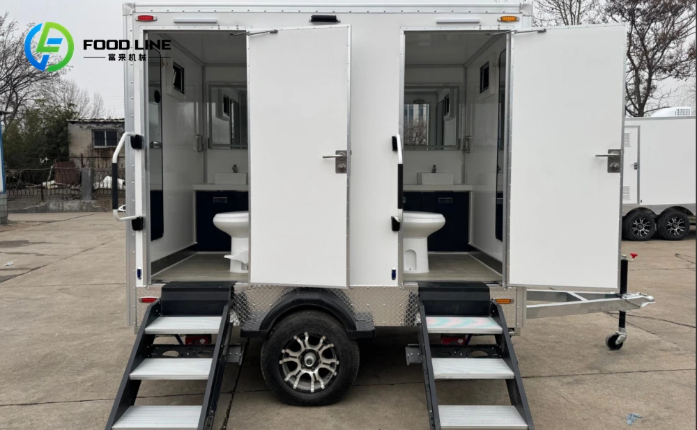 10ft mobile restroom trailer 2 station