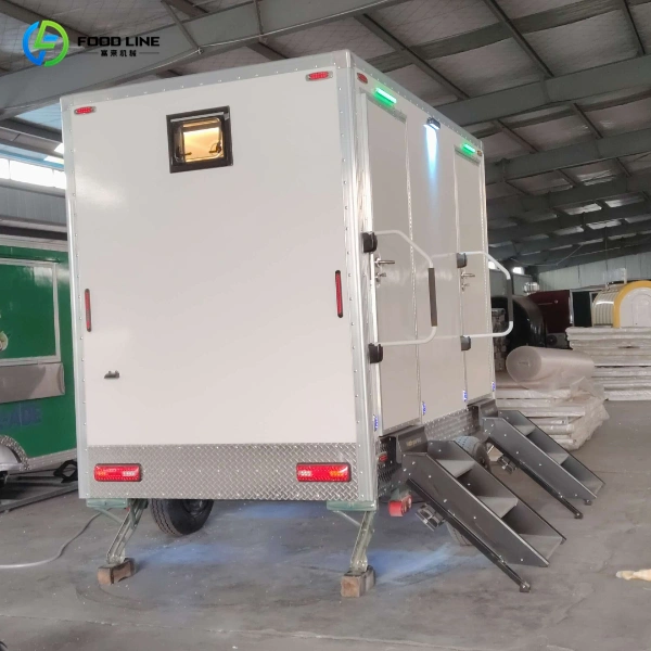 two stall portable toilet trailer