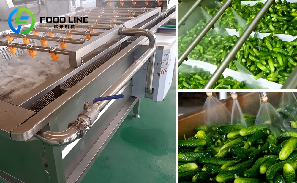 vegetable bubble washer for cleaning cucumbers