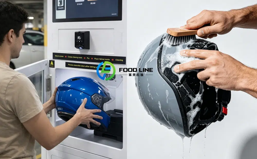 automatic helmet cleaning machine vs manual helmet washing