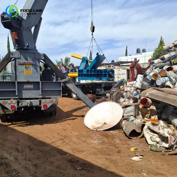 hydraulic metal baler delivered to the waste recycling center