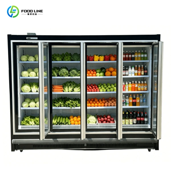 upright glass door display fridge machine