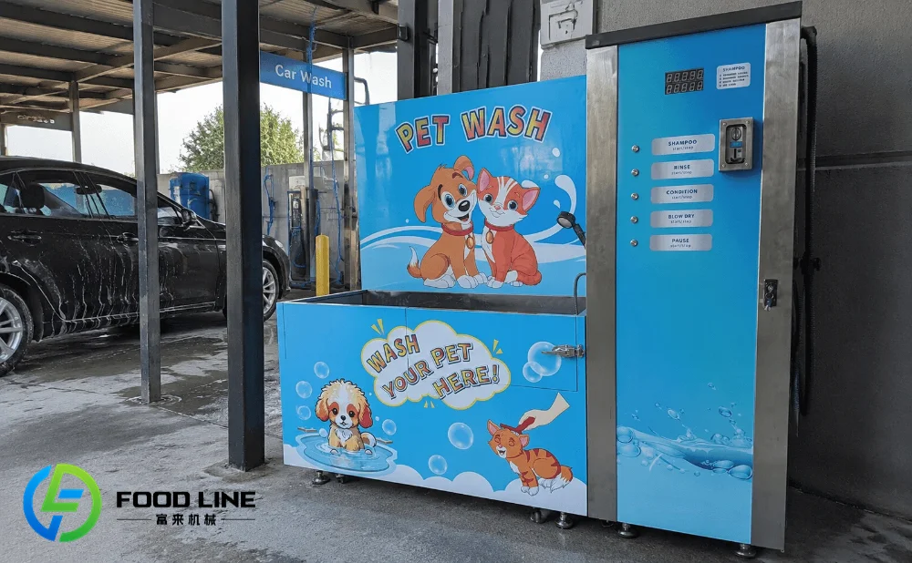 coin operated dog wash station at the car wash site