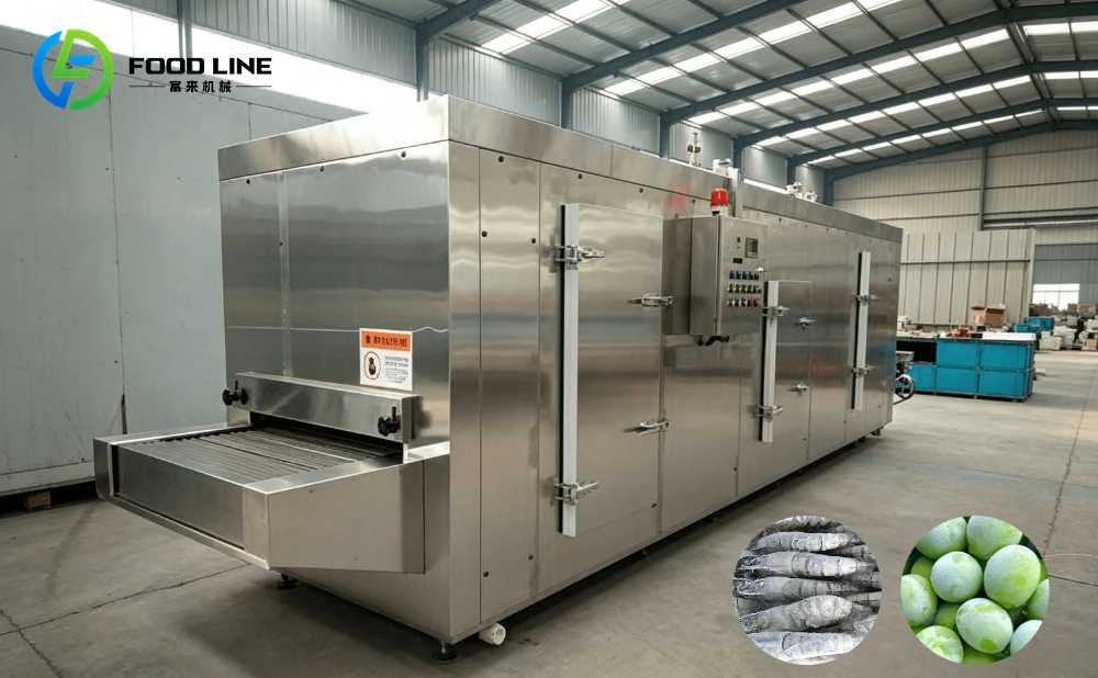industrial tunnel blast freezer for seafood vegetables freezing