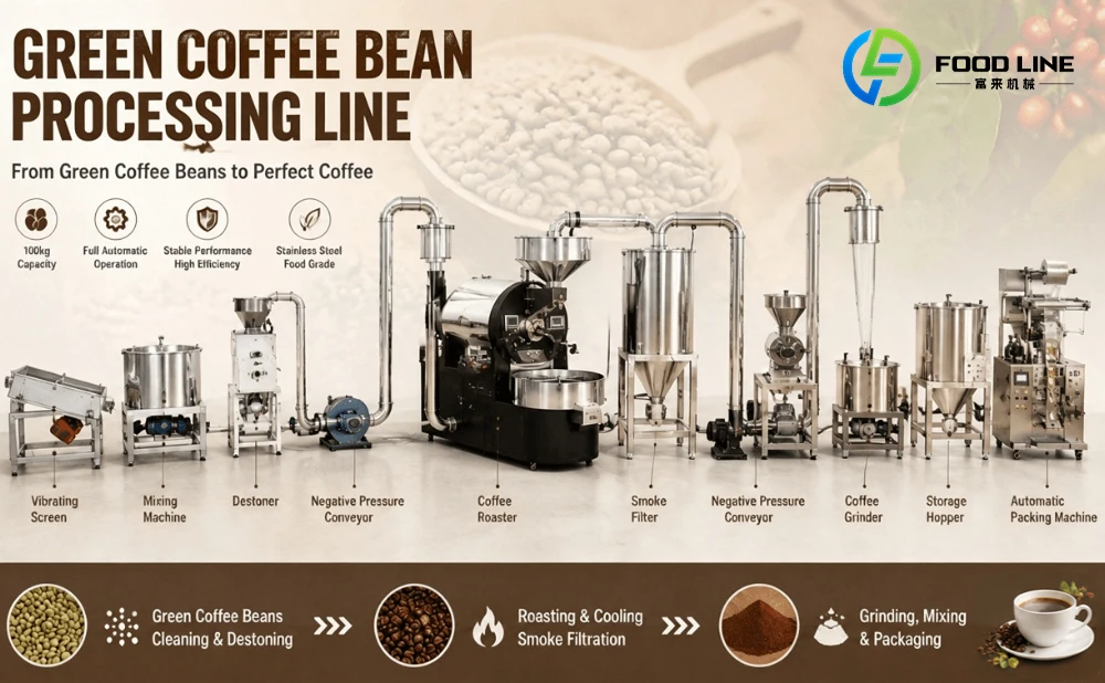 green coffee bean processing line solution