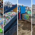 horizontal baler machine at the recycling center