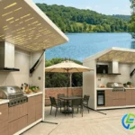 outdoor kitchen pods for sale installed for luxury French resort
