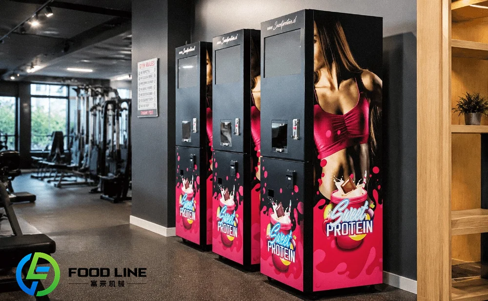 protein drink vending machine at the fitness gym