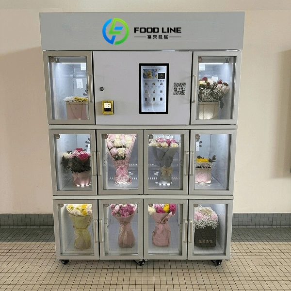 unmanned flower vending kiosk in a subway station