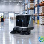 Industrial Robotic Floor Scrubber Deployment in a Spanish Food Distribution Center industrial robotic floor scrubber in the food distribution warehouse