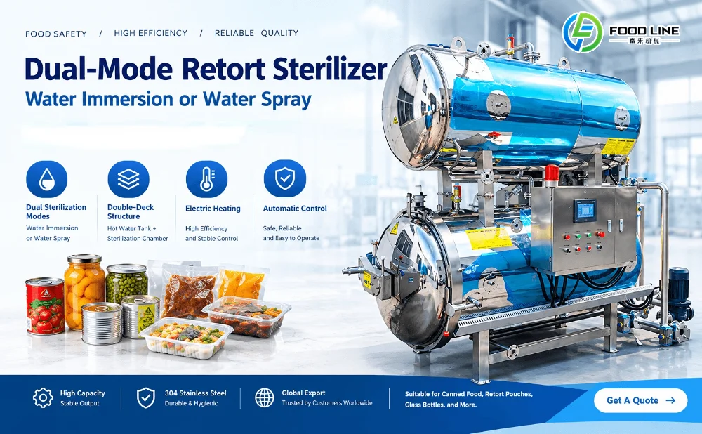 water immersion retort autoclave for food sterilization