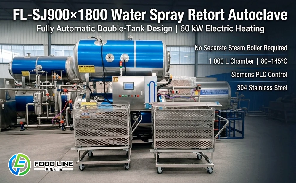 FL-SJ900×1800 electric water spray retort autoclave for food processing
